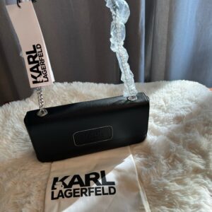 Kabelka Karl Lagerfeld black na rameno, večerná, spoločenská