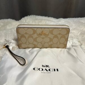 Dámska peňaženka COACH SIG LONG ZIP AROUND BEIGE