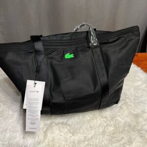 Šúprtová kabelka LACOSTE Shopping bag NOIR VERT FLUO