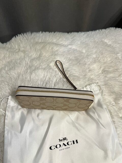 Dámska peňaženka COACH SIG LONG ZIP AROUND BEIGE – Obrázok 3
